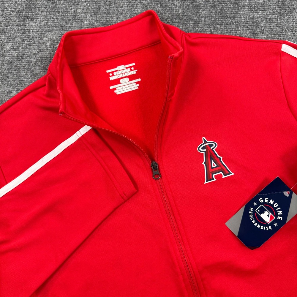 MLB Los Angeles Angels Red Full Zip Long Sleeve Track Jacket Large NWT Men's